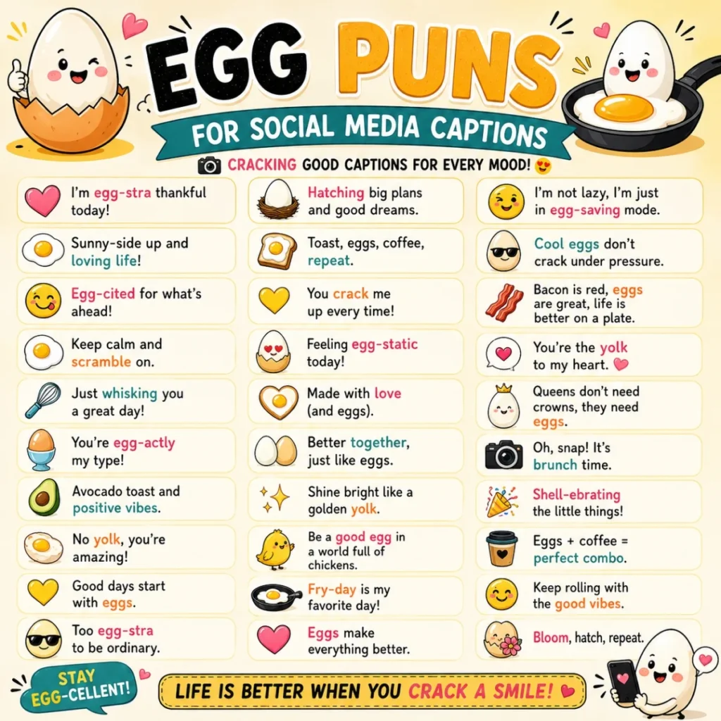 Egg Puns For Social Media Captions