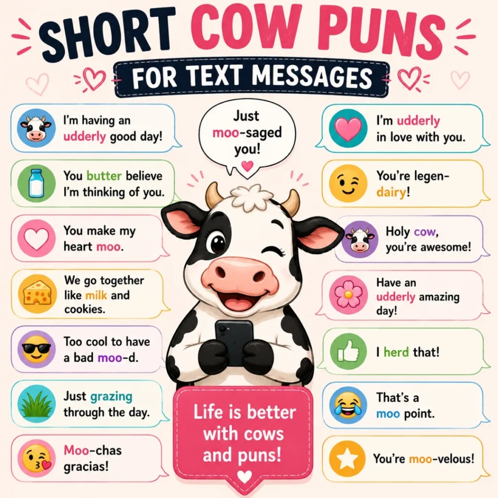 Short Cow Puns For Text Messages