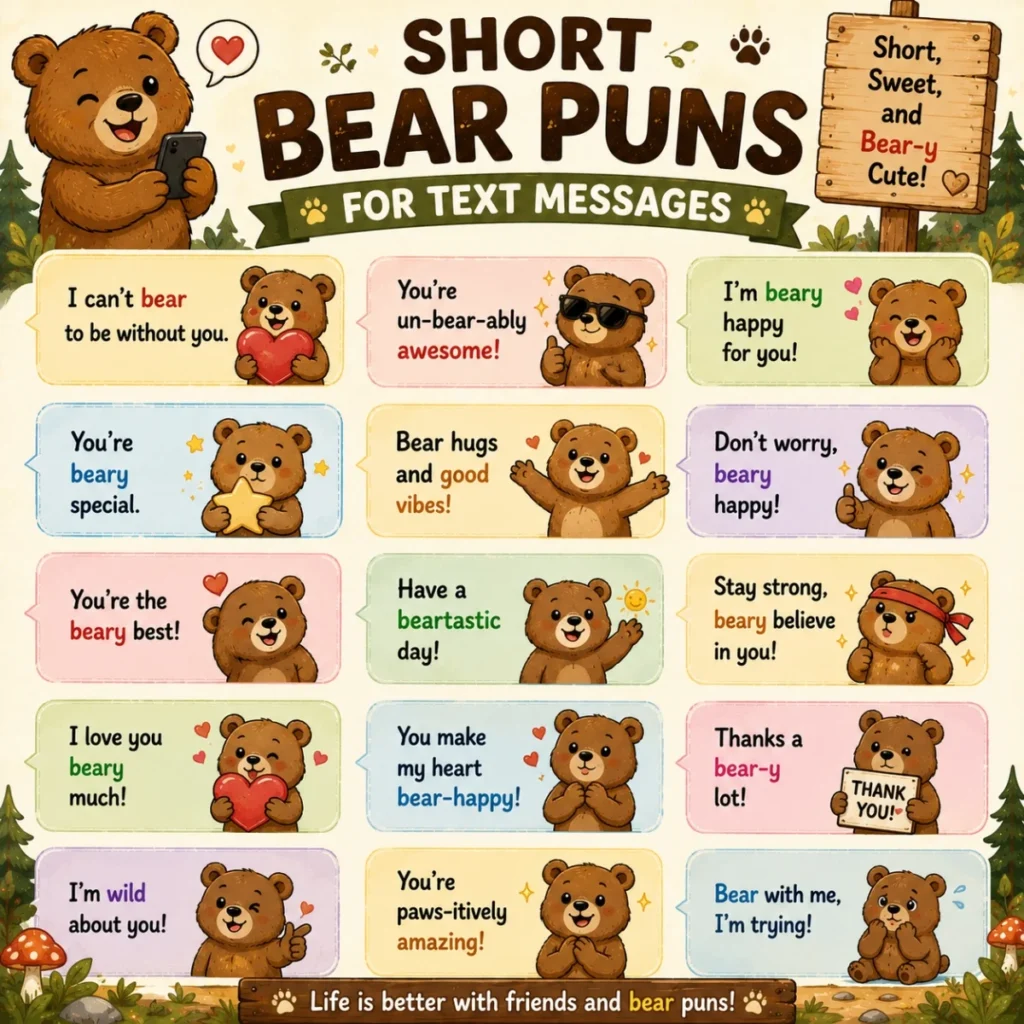 🐻 Short Bear Puns For Text Messages
