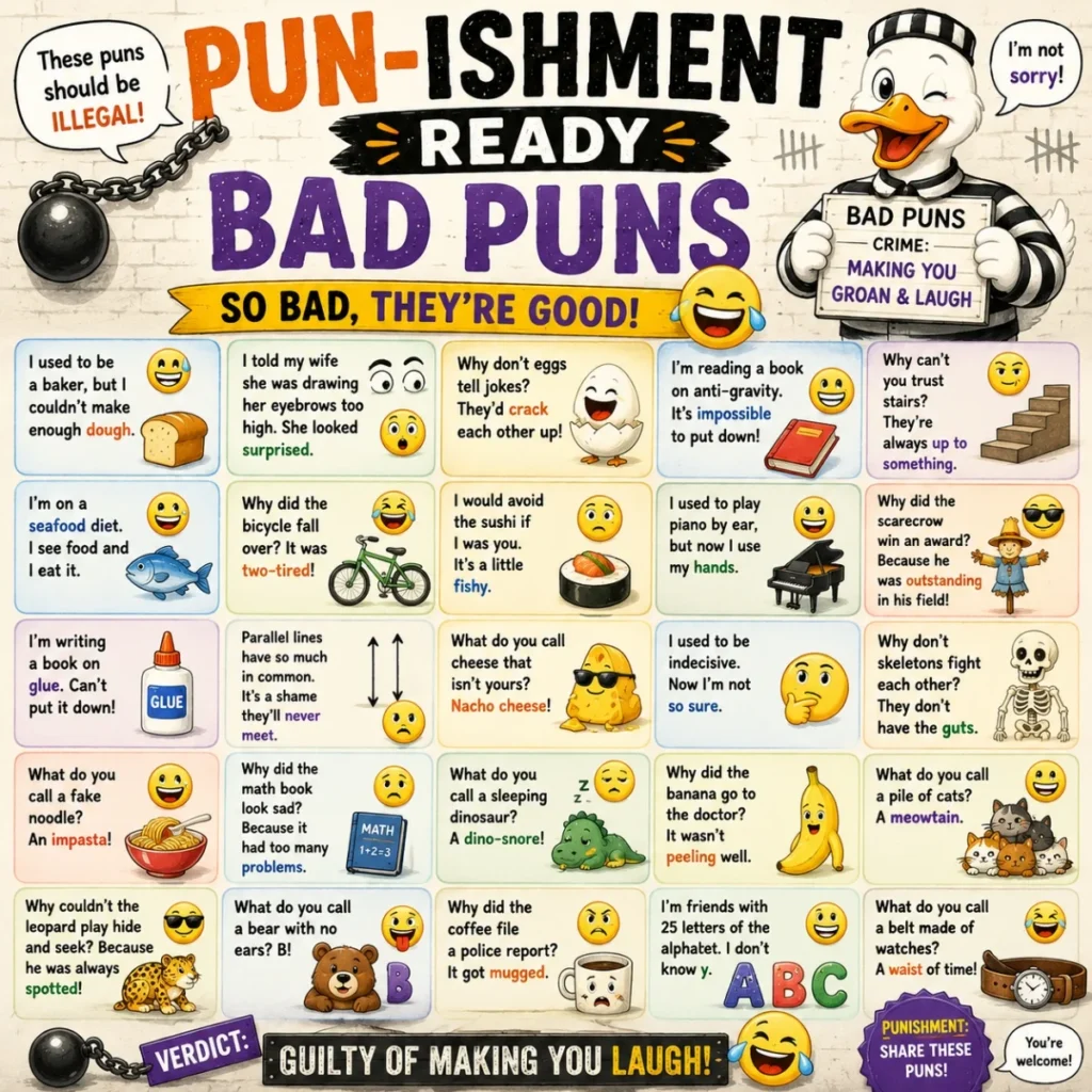 😅 Pun-ishment Ready Bad Puns
