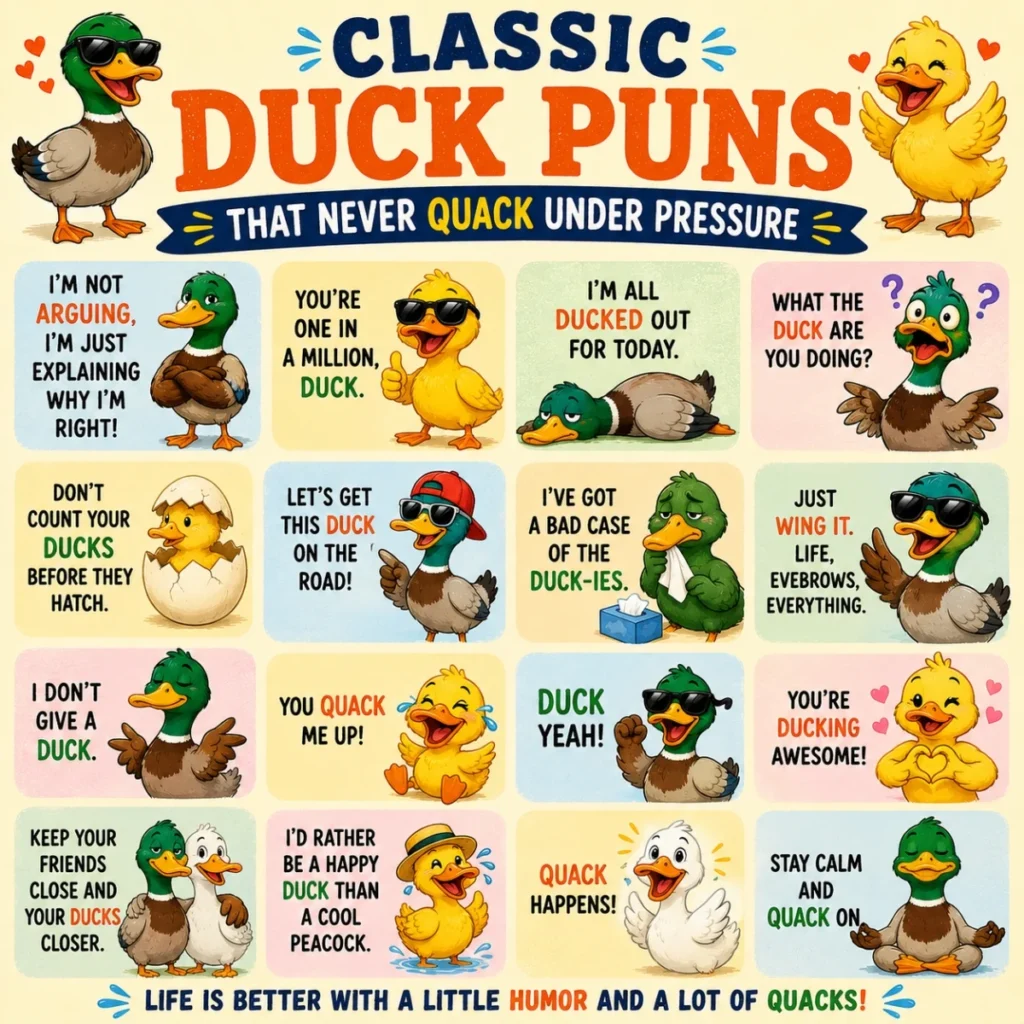 🦆 Classic Duck Puns That Never Quack Under Pressure
