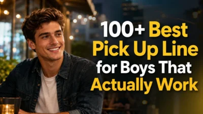 Best pick up line for boys with confident young man smiling in modern cafe