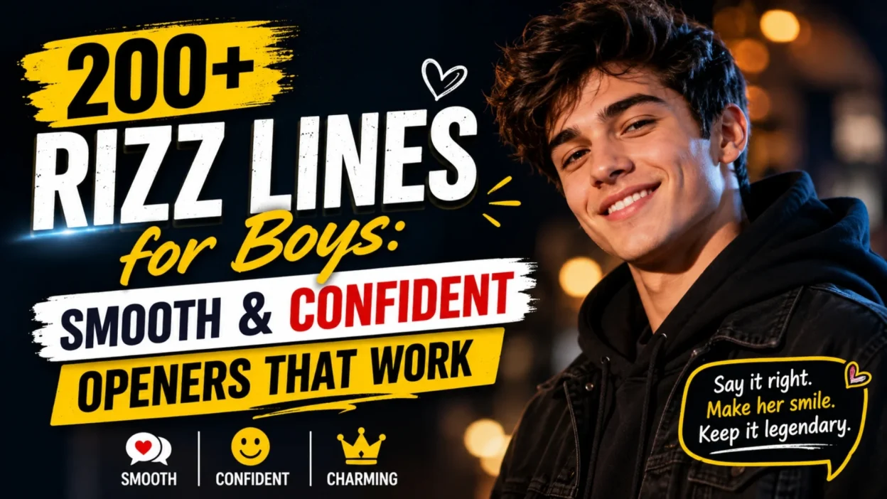 Rizz lines for boys with smooth confidence, charming flirting tips, and stylish conversation starters