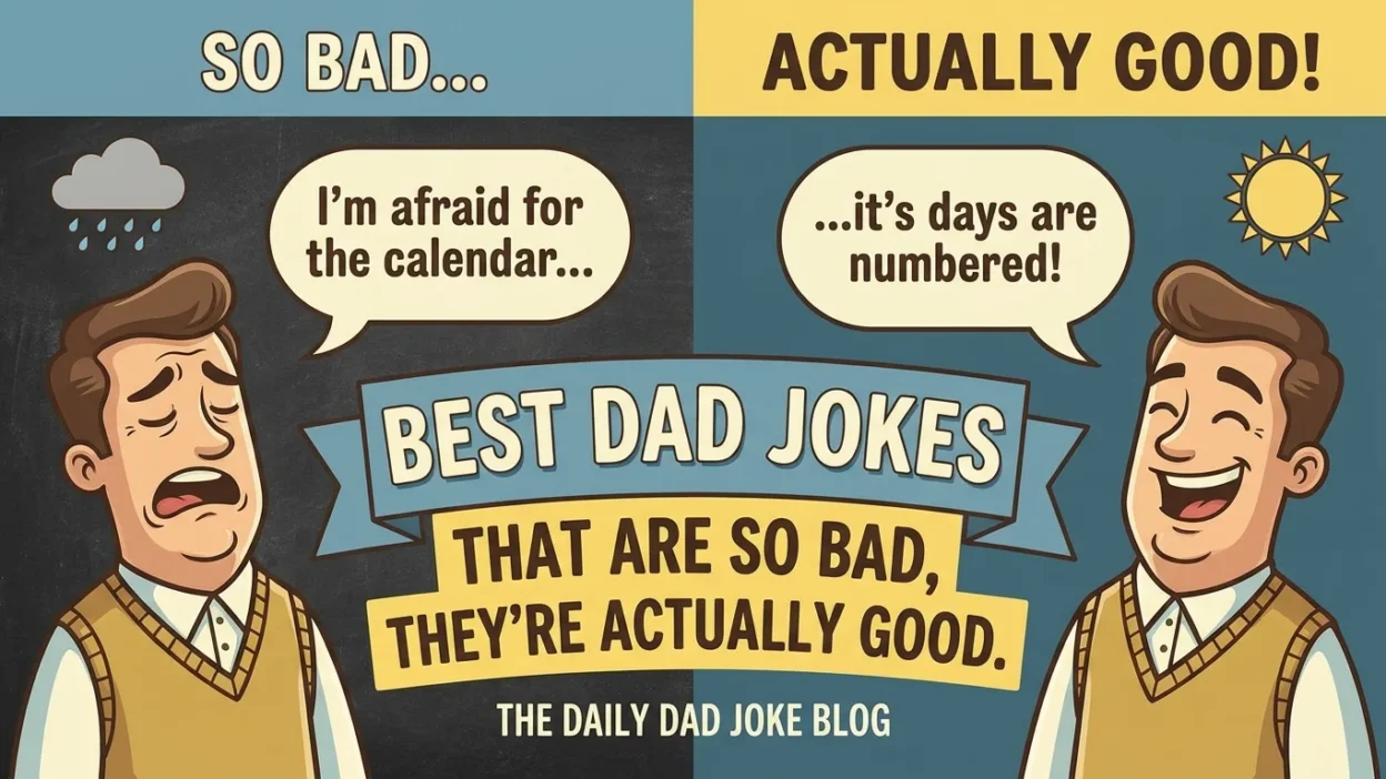 Funny dad telling classic dad jokes while family laughs together at home, perfect for humor and family fun
