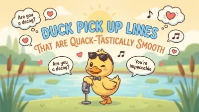 Duck pick up lines with funny quack jokes, cute duck humor, and smooth romantic one-liners for laughs