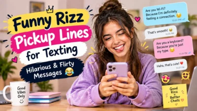 Funny rizz pickup lines for texting with hilarious and flirty messages to make your crush smile