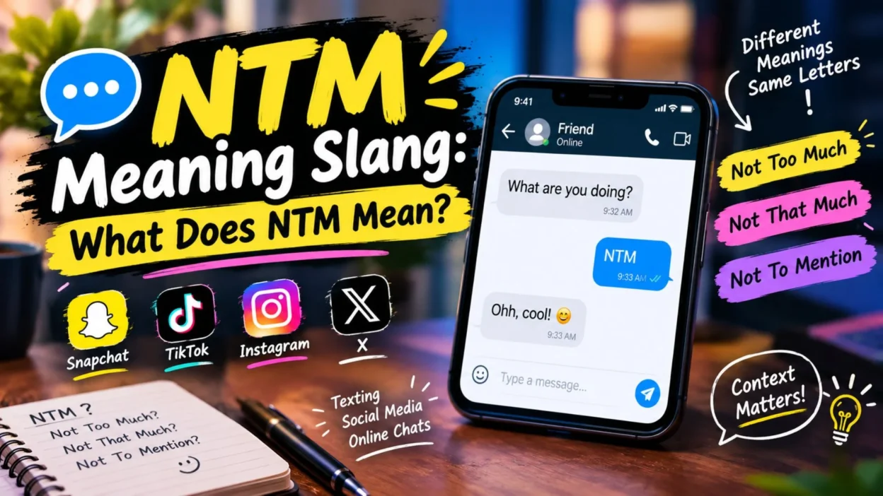 NTM meaning slang explained through texting, social media, and common phrases like Not Too Much.