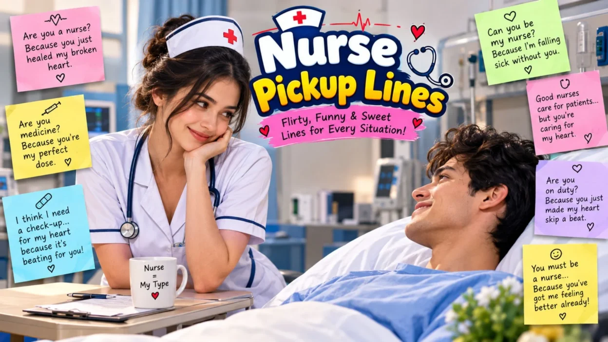 Funny, cute, and flirty nurse pickup lines with a nurse and medical-themed romantic jokes