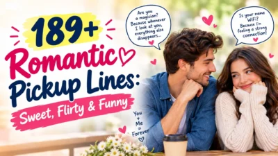189+ romantic pickup lines featuring sweet, flirty, and funny lines for couples.