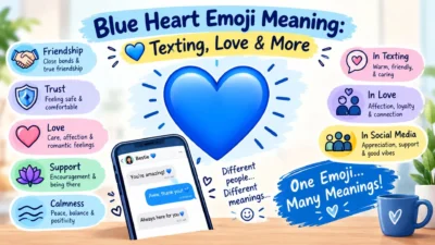 Blue heart emoji meaning explained through texting, love, friendship, trust, support, and social media uses