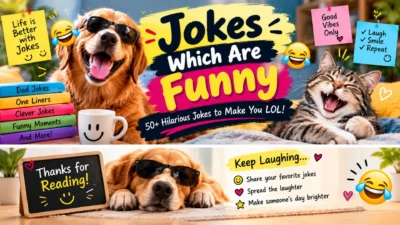 Jokes which are funny featuring a laughing dog, amused cat, and hilarious joke emojis
