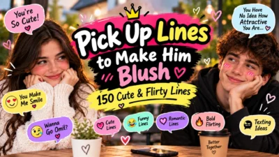 Pick up lines to make him blush with cute, romantic, and flirty lines for him