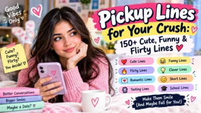 Pickup lines for your crush with cute, funny, flirty, romantic, and texting ideas